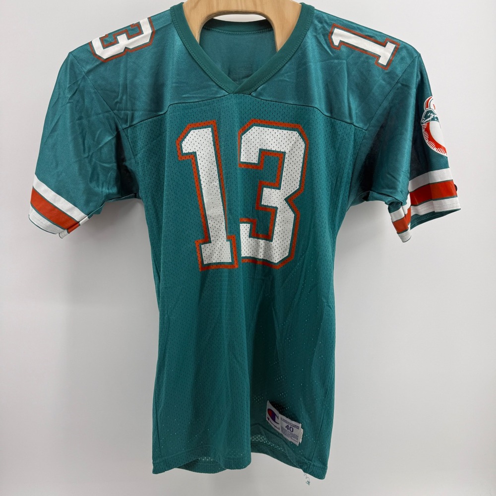 Vintage Champion Miami Dolphins Dan Marino 13 Jersey Mens 40 Aqua Mesh NFL USA